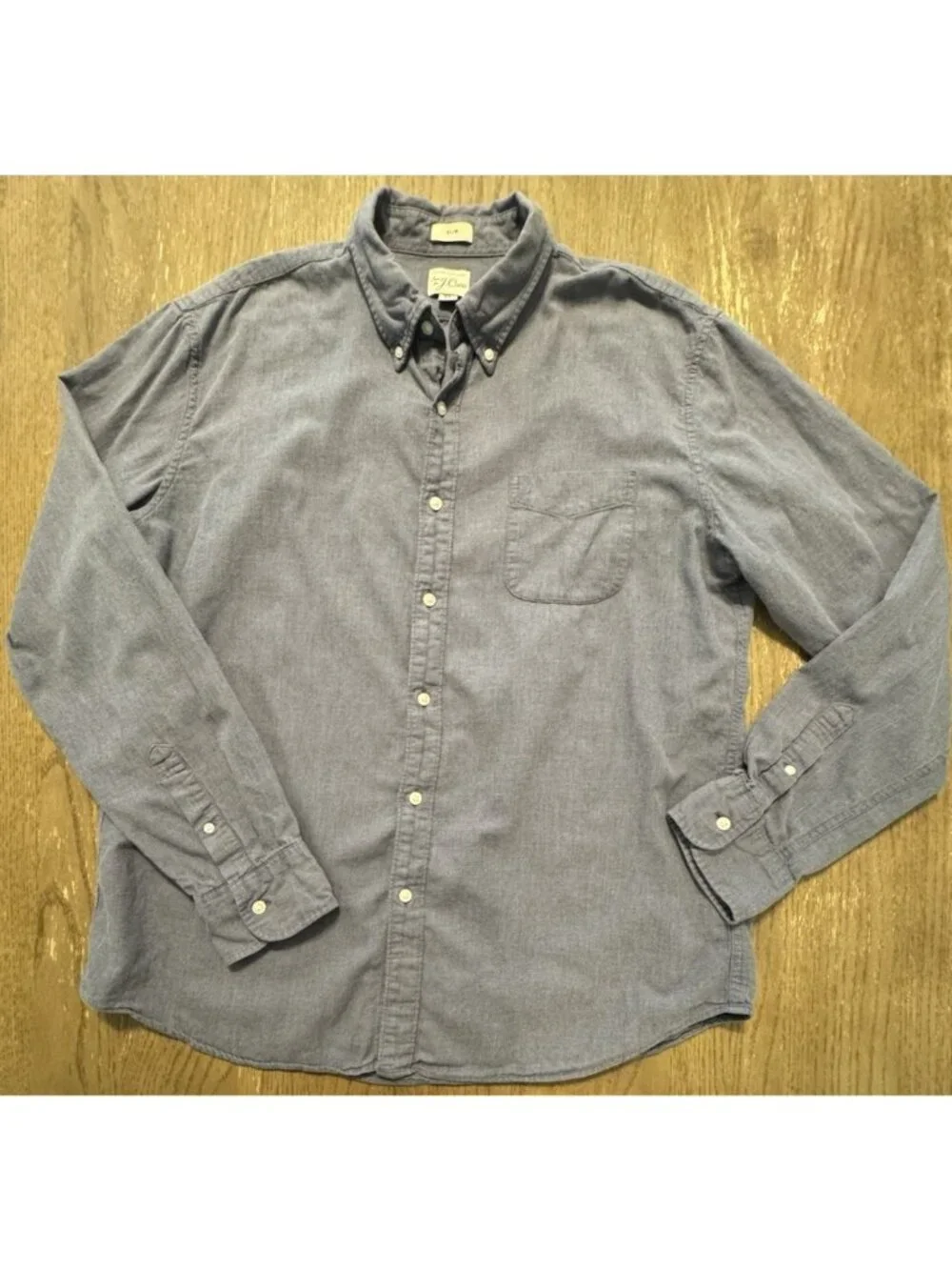 J.Crew Shirt Mens XL Blue Linen Cotton Twill Slim Fit Button Down Long Sleeve